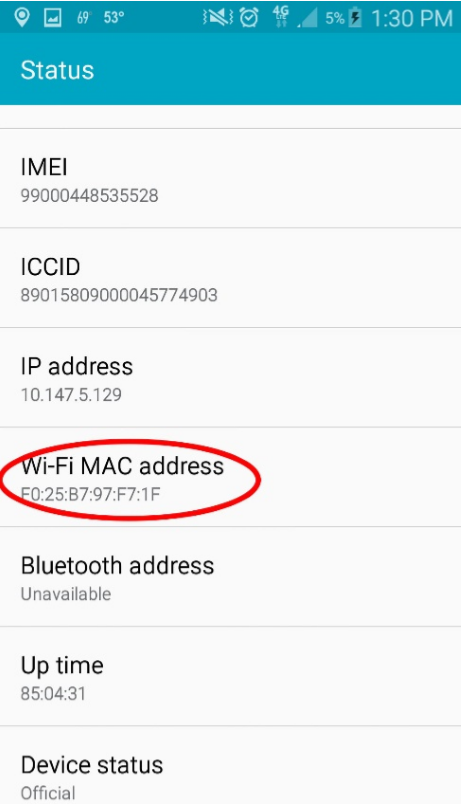 Mac Address di Android