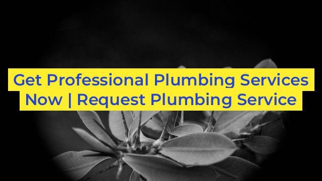 Get Professional Plumbing Services Now | Request Plumbing Service