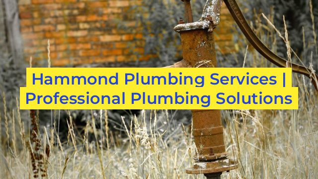 Hammond Plumbing Services | Professional Plumbing Solutions