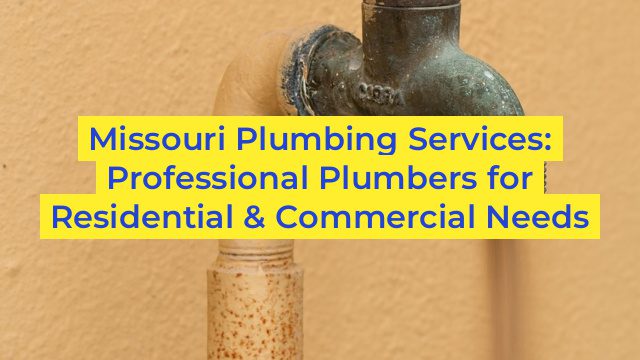 Missouri Plumbing Services: Professional Plumbers for Residential & Commercial Needs