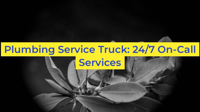 Plumbing Service Truck: 24/7 On-Call Services