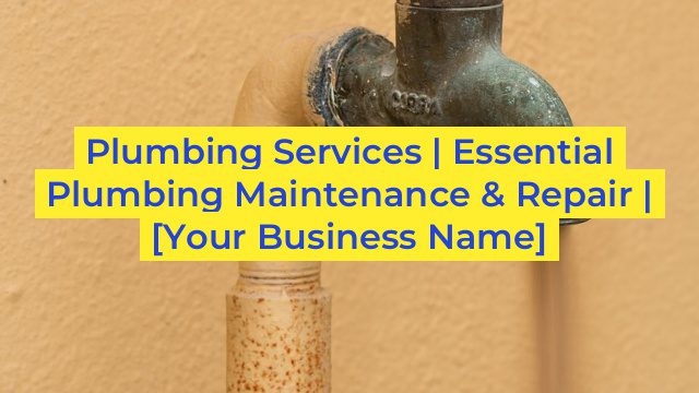 Plumbing Services | Essential Plumbing Maintenance & Repair |  [Your Business Name]