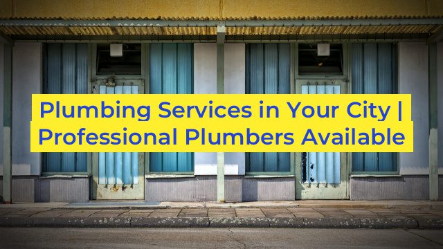 Plumbing Services in Your City | Professional Plumbers Available