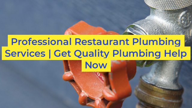 Professional Restaurant Plumbing Services | Get Quality Plumbing Help Now