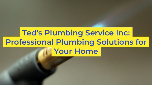 Ted’s Plumbing Service Inc: Professional Plumbing Solutions for Your Home