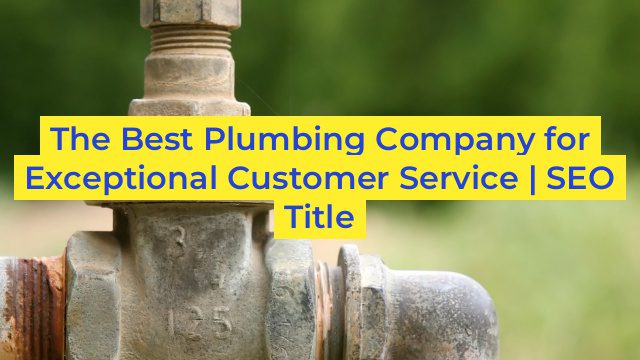 The Best Plumbing Company for Exceptional Customer Service | SEO Title