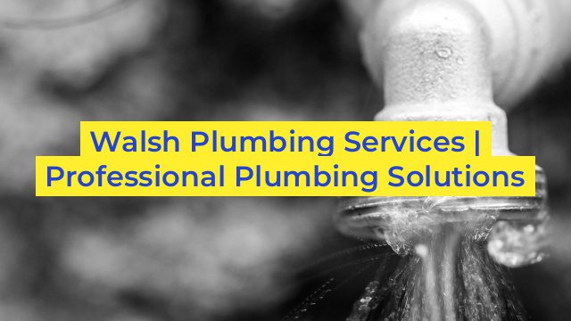 Walsh Plumbing Services | Professional Plumbing Solutions